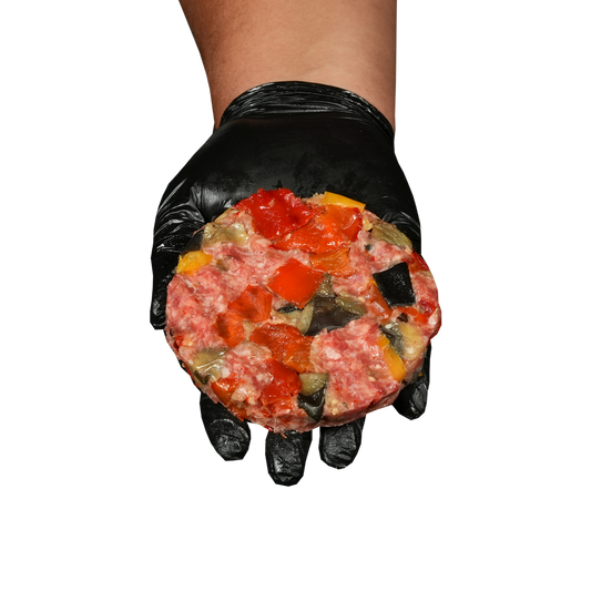 Hamburger con peperoni e melanzane